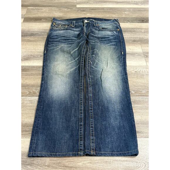 True Religion Embroidered Logo Straight Leg Baggy Jeans Pants Y2K - Men’s 38x30 - Picture 3 of 11